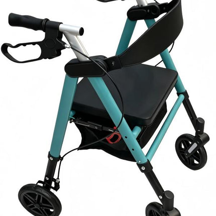 Ultra-Light weight Rollators with Seat, Walkers with 4 Wheels Front wheel with spring Shock absorber  , Folding Rolling Walker for Seniors, 15 Pounds,  Seat Height from 18-20 -22 inch,front caster with spring for release impact force.