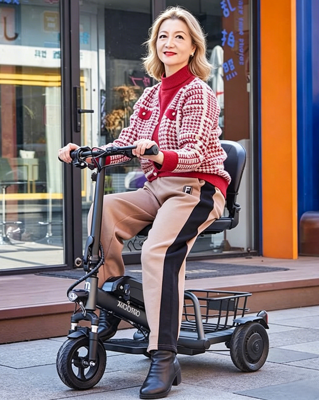 3-Wheel Mobility Scooter for Seniors & Adults, 300W Motor rear drive, Long Range | LED Headlight & Removable Basket aro-001