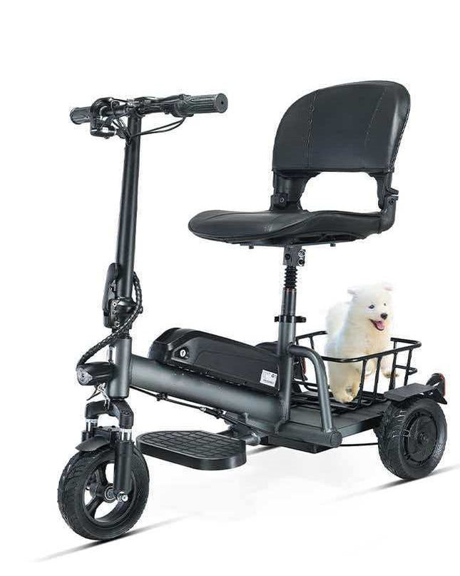 3-Wheel Mobility Scooter for Seniors & Adults, 300W Motor rear drive, Long Range | LED Headlight & Removable Basket aro-001