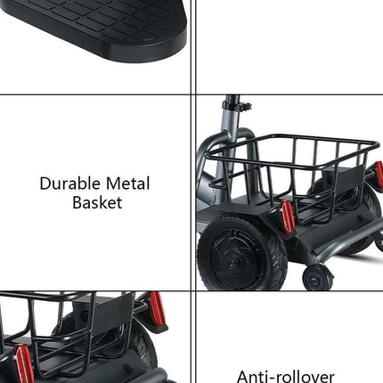 3-Wheel Mobility Scooter for Seniors & Adults, 300W Motor rear drive, Long Range | LED Headlight & Removable Basket aro-001