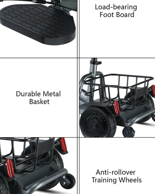 3-Wheel Mobility Scooter for Seniors & Adults, 300W Motor rear drive, Long Range | LED Headlight & Removable Basket aro-001