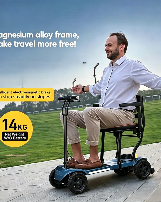 36 lbs Ultra Lightweight Mobility Scooter, One-Step Folding Mobility Scooters for Seniors, Electric Scooter with PAI Safety System, Airline Approved Mobility Scooter-Aro-002
