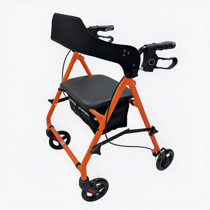 Rollator Walkers for Seniors with Seat, 15.5 Lbs Ultra Lightweight Foldable Rolling Walker, 300LBbs , 6" All Terrain Wheels, Dual Adjustable Height,orange Aro-003  can ship form USA stock