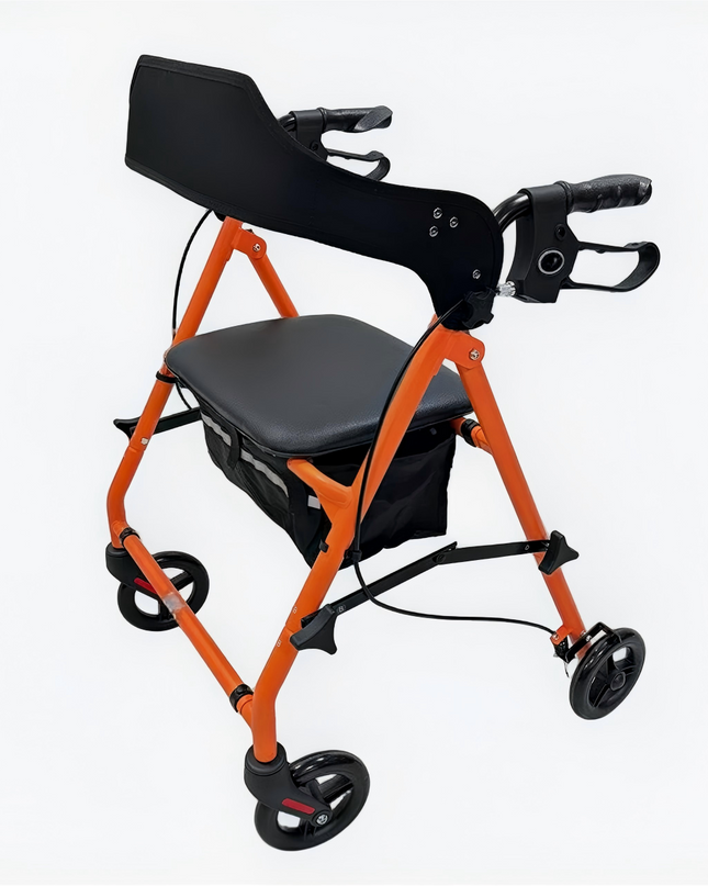 Rollator Walkers for Seniors with Seat, 15.5 Lbs Ultra Lightweight Foldable Rolling Walker, 300LBbs , 6" All Terrain Wheels, Dual Adjustable Height,orange Aro-003  can ship form USA stock