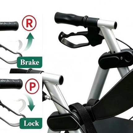 Ultra-Light weight Rollators with Seat, Walkers with 4 Wheels Front wheel with spring Shock absorber  , Folding Rolling Walker for Seniors, 15 Pounds,  Seat Height from 18-20 -22 inch,front caster with spring for release impact force.